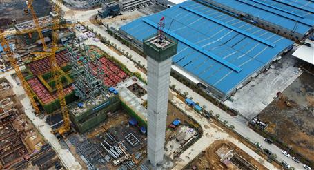 80米高煙囪、提前14天封頂！